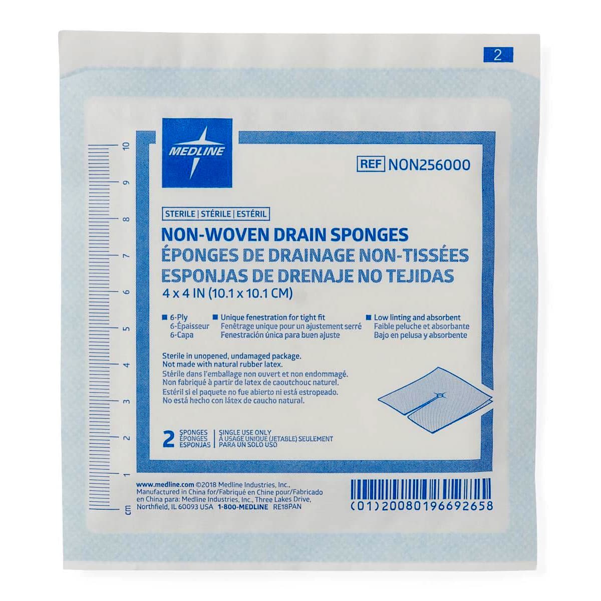 Medline Sterile Nonwoven Gauze Drain Sponges - Image 1