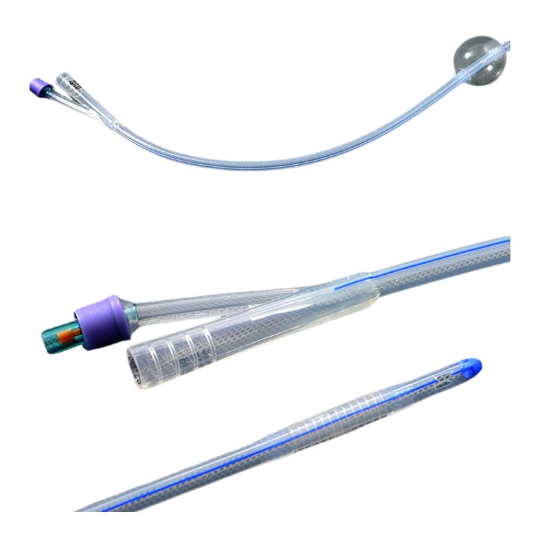 Amsure 2-Way 100% Silicone Foley Catheters, 5cc, 16 Fr - Box of 10 - Image 1
