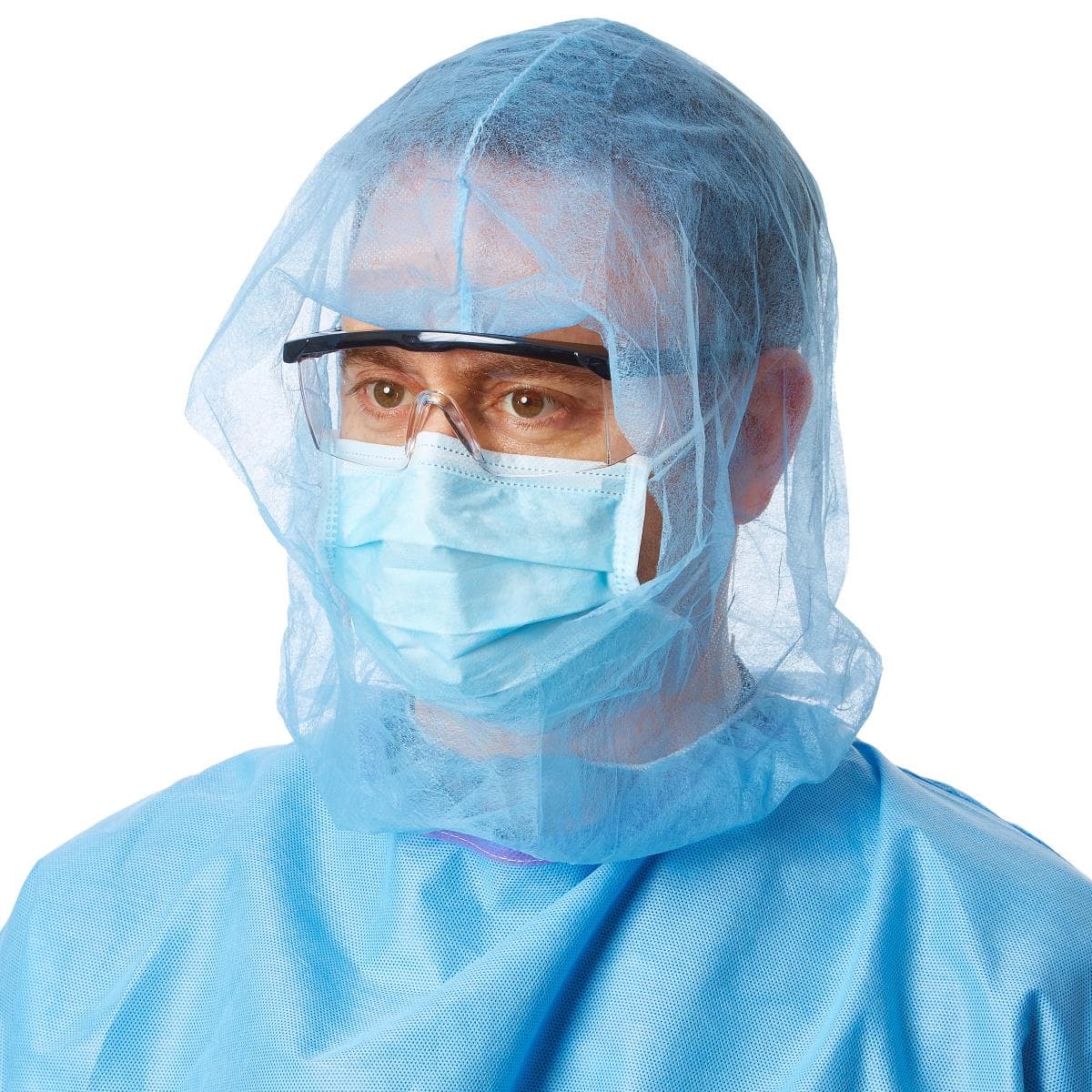 Medline Spunbond Head and Beard Covers, Blue - Case of 300