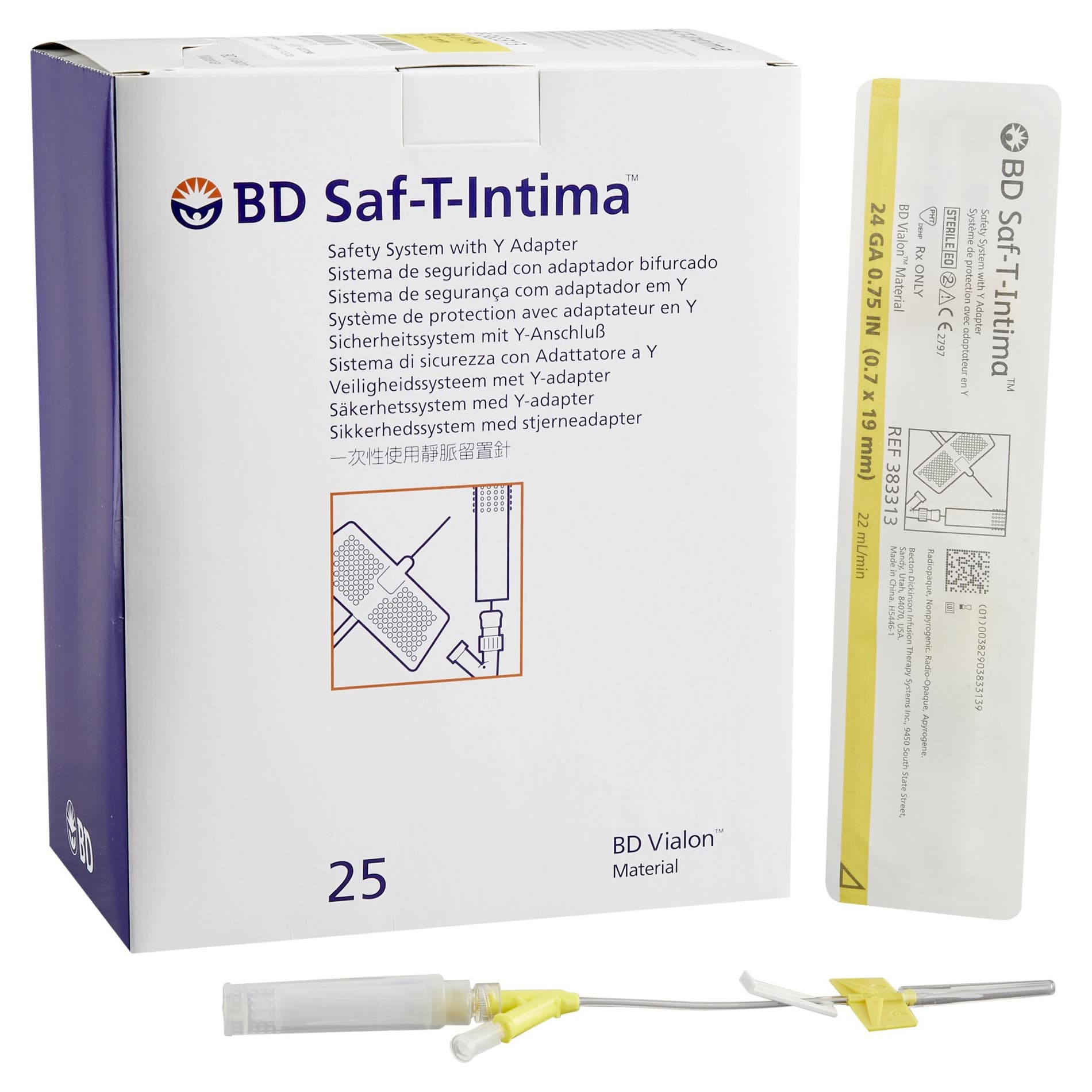 BD Closed IV Catheter 24 Gauge, 0.75 Inch Retracting Needle - Box of 25 - Image 1