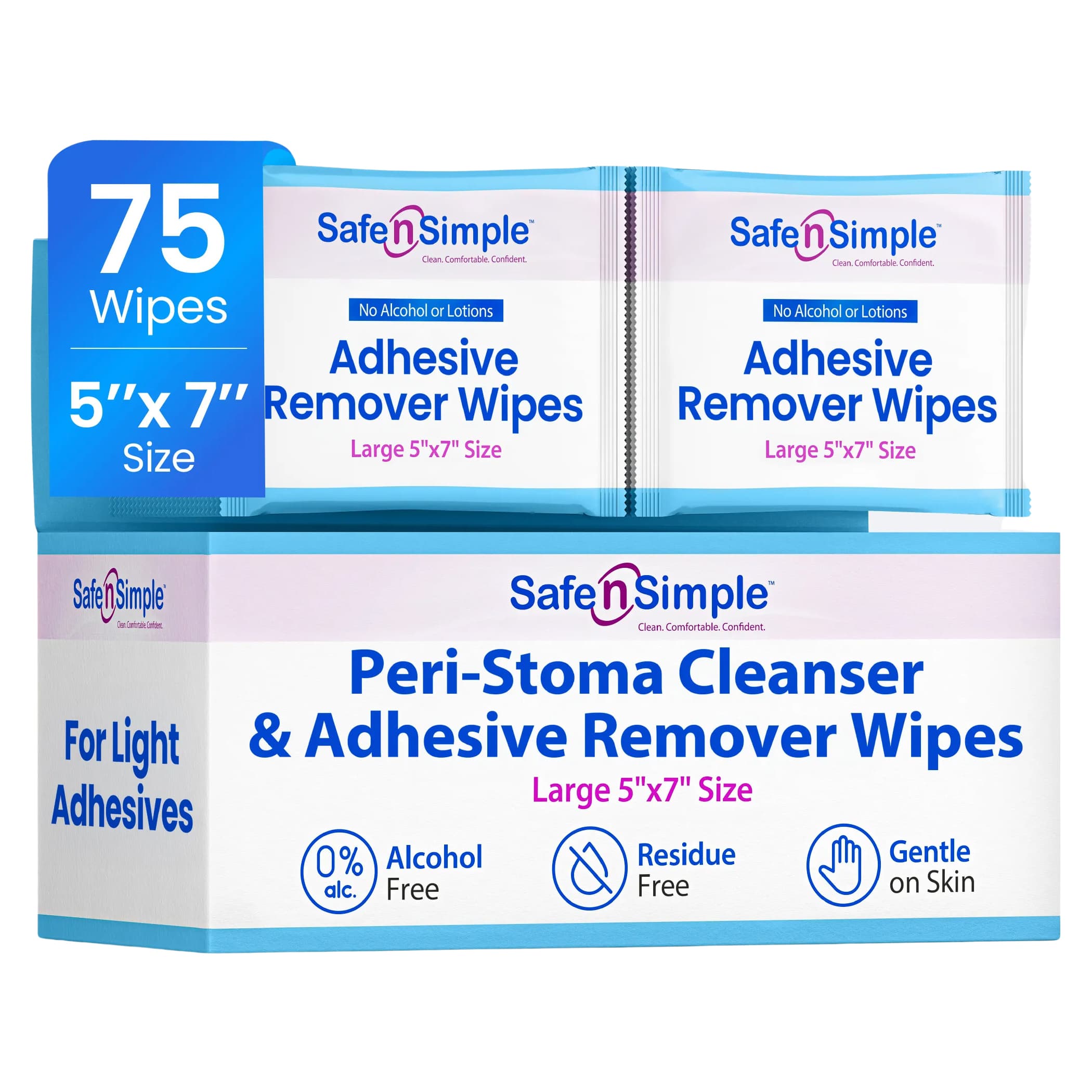 Safe n' Simple Alcohol Free Adhesive Removers - Box of 75 - Image 1