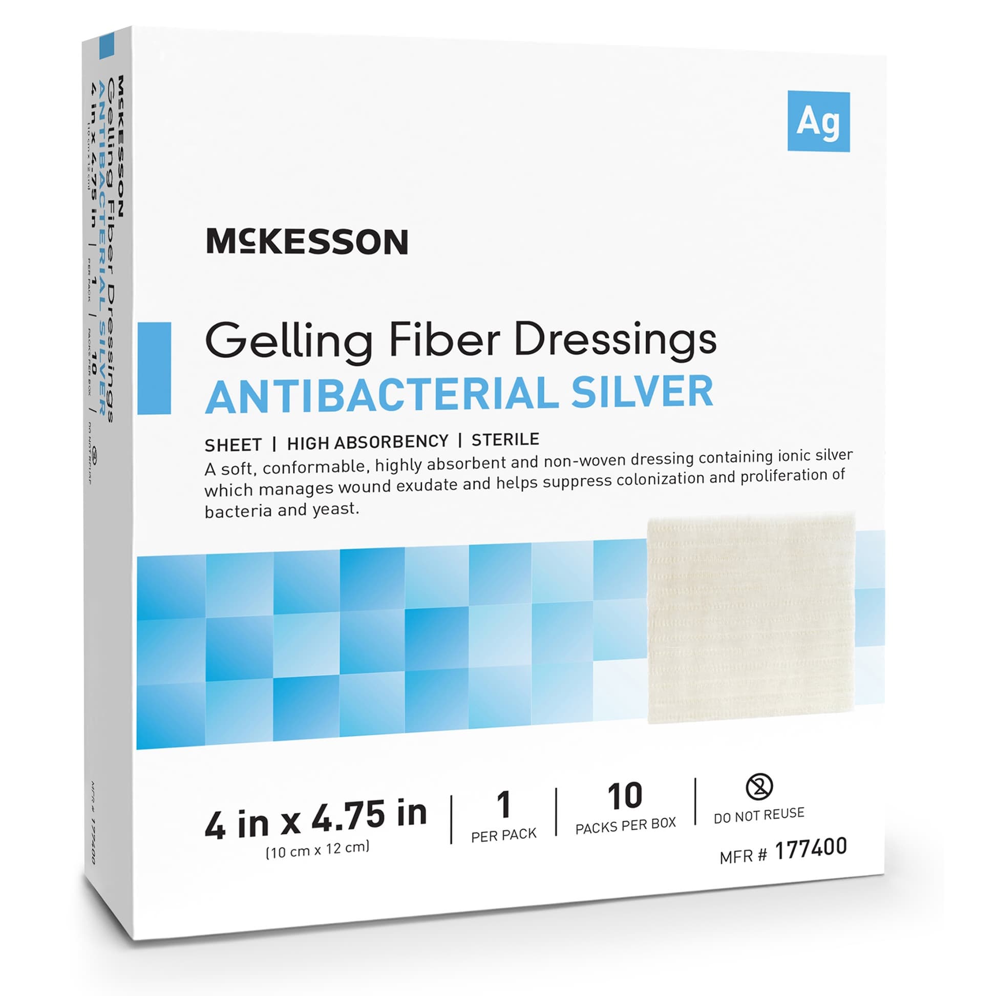 McKesson Silver Gelling Fiber Dressing White Ionic Silver Rectangle Sterile - Image 1