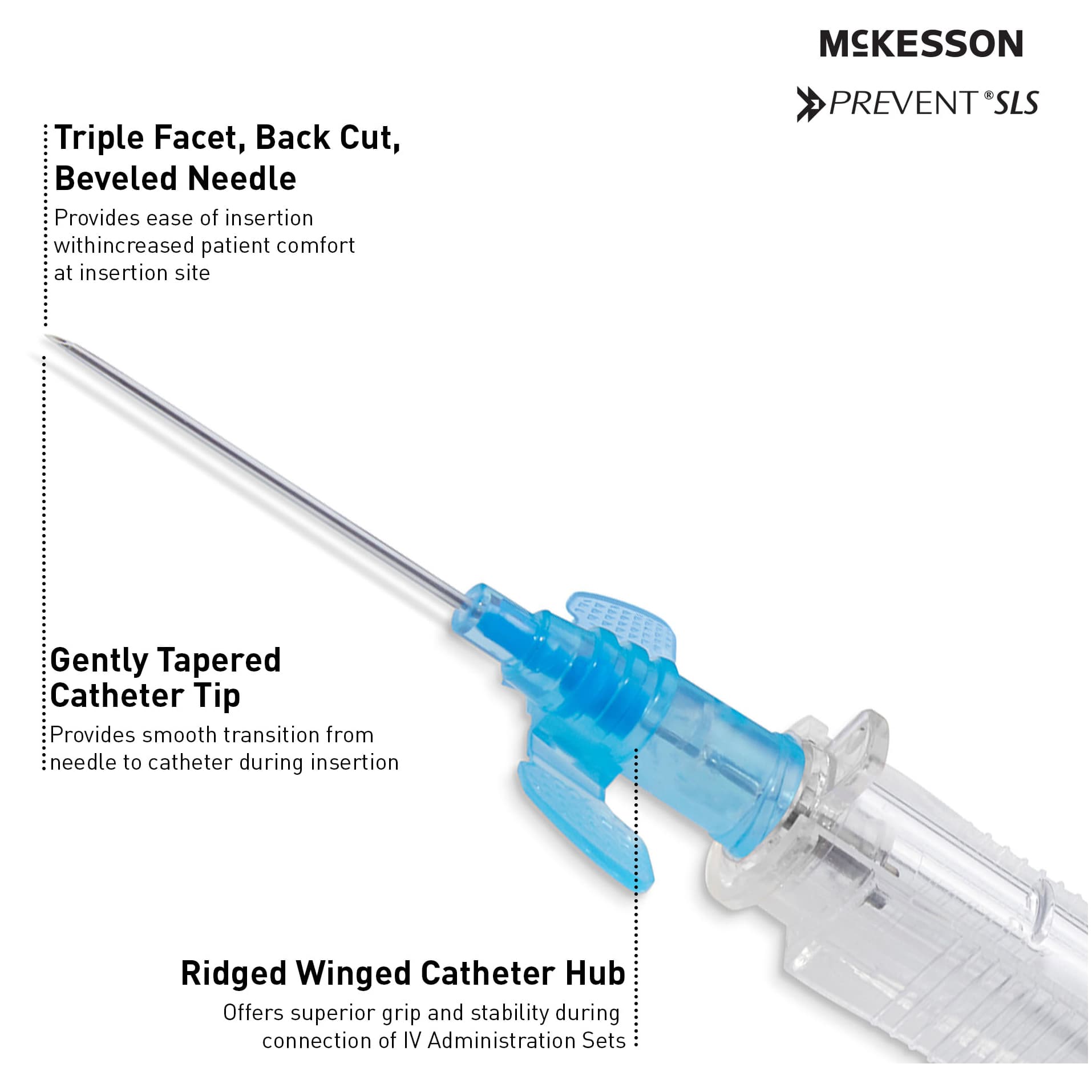 McKesson Prevent SLS Sliding Safety Peripheral IV Catheter with Winged Hub - Image 4