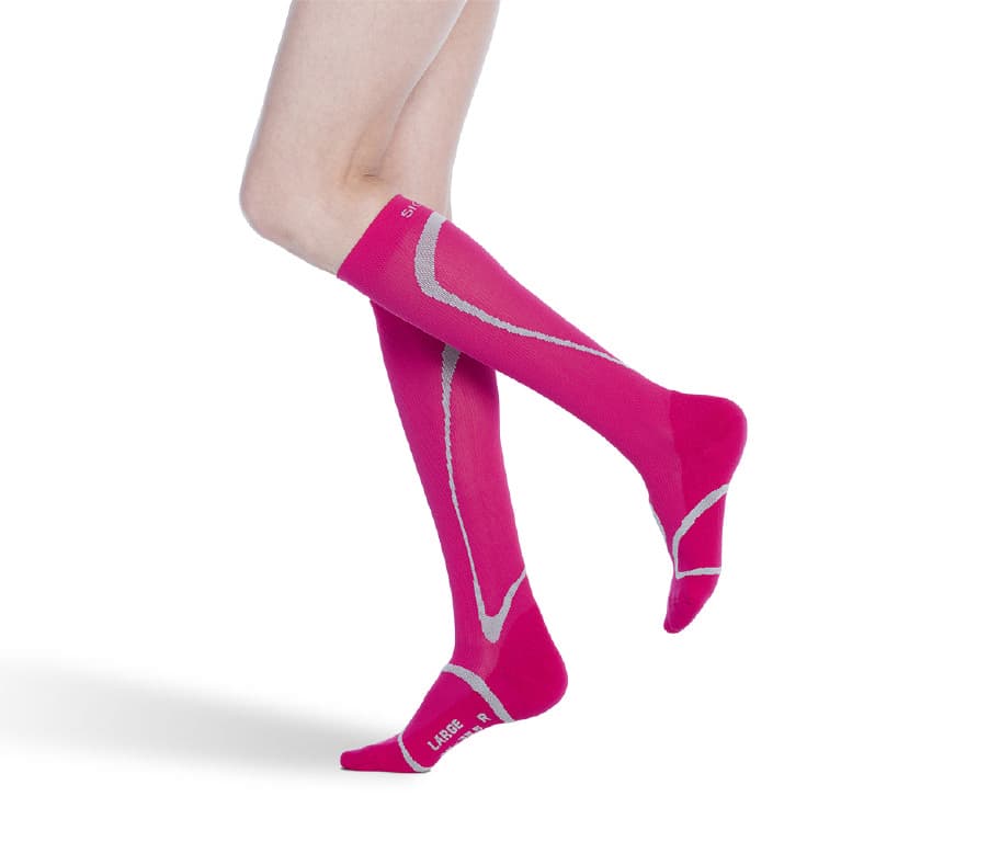 Sigvaris Motion High-Tech Unisex Calf High Compression Socks 20-30 mmHg, Medium-Short, Pink - Pair - Image 1