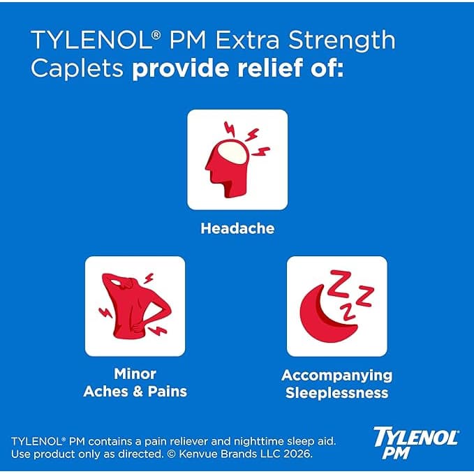 Tylenol PM Extra Strength Pain Reliever/Nighttime Sleep-Aid Caplets - Pack of 150 - Image 2