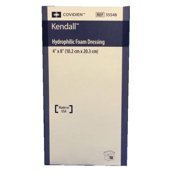 Kendall Hydrophilic Foam Dressing, 4 Inch x 8 Inch - Box of 10 - Image 1