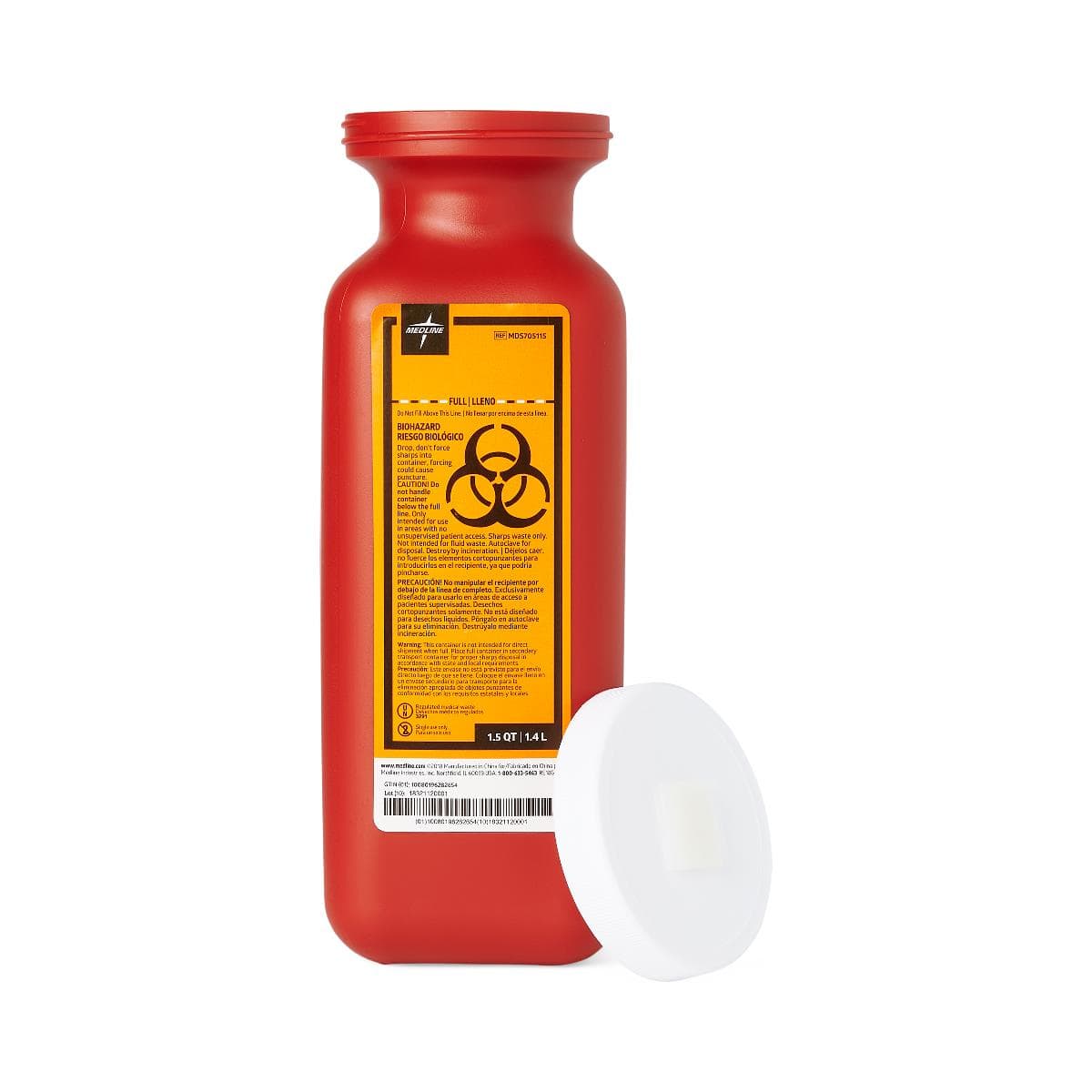 Medline Phlebotomy Sharps Container with Screw Top Lid - Image 3