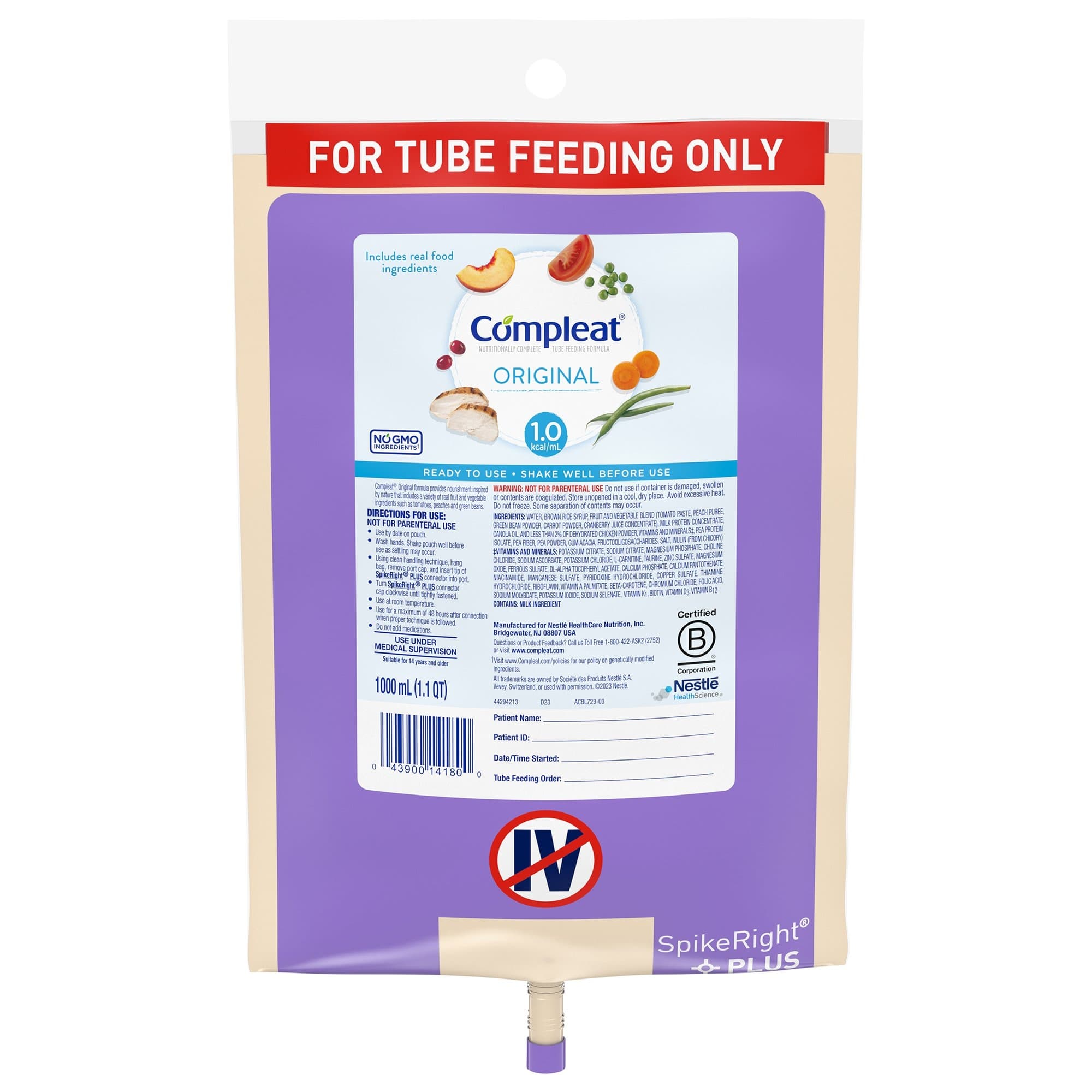 Compleat Original 1.0 Ready to Hang Tube Feeding Formula, 33.8 oz - Each - Image 1