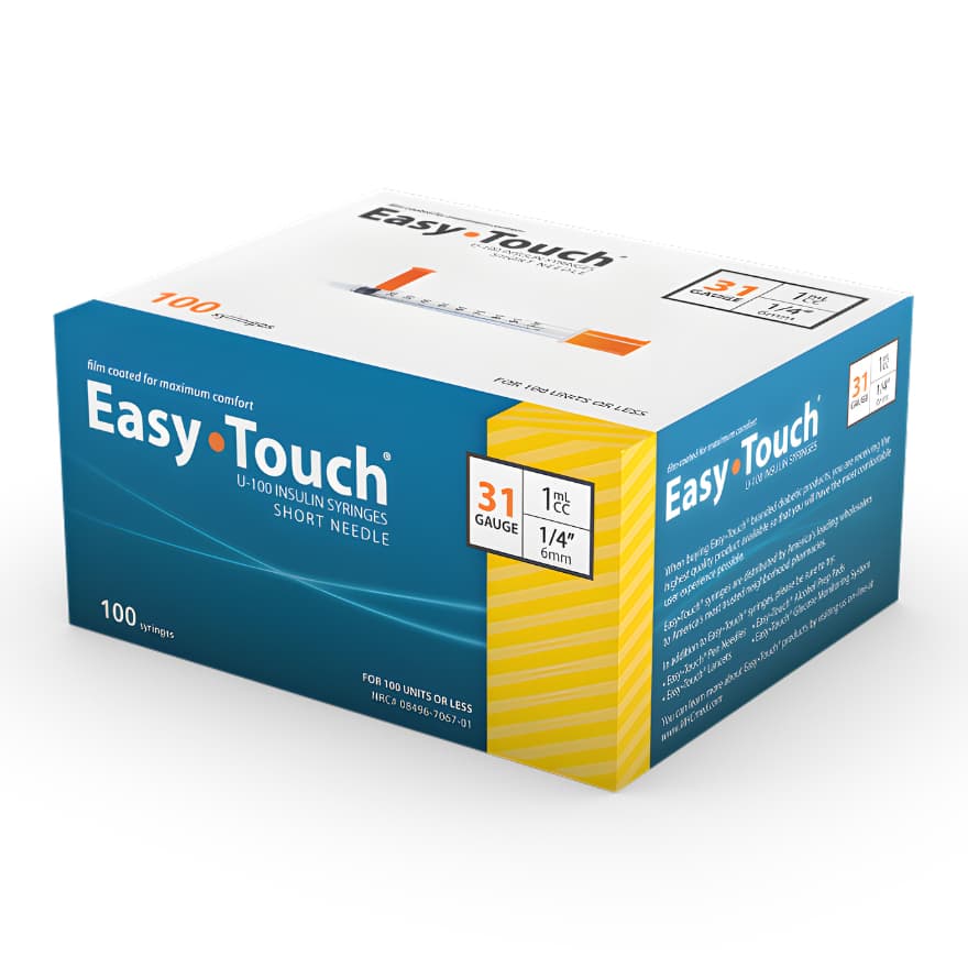 EasyTouch Standard Insulin Syringe with Needle, 1/4 Inch, 31 Gauge, 1 ml - Case of 500 - Image 1