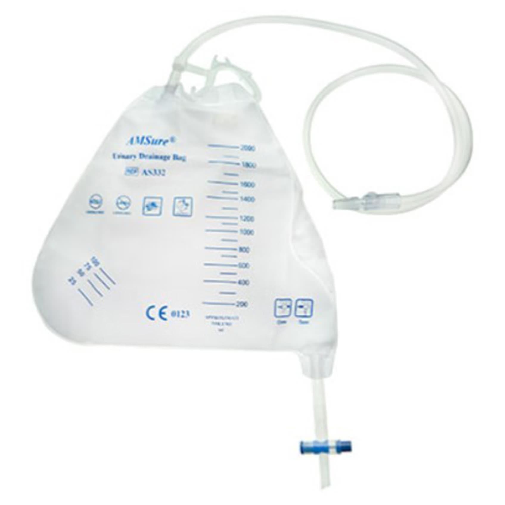 AMSure Urinary Drain Bag with Universal Hanger - Each - Image 1