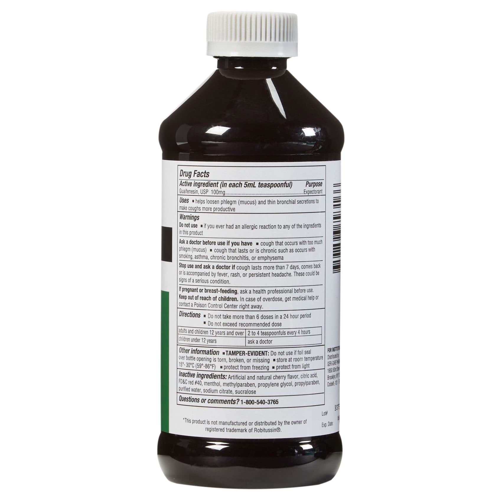 GeriCare Geri-Tussin Guaifenesin Cold and Cough Relief Syrup, 16 oz - Image 2
