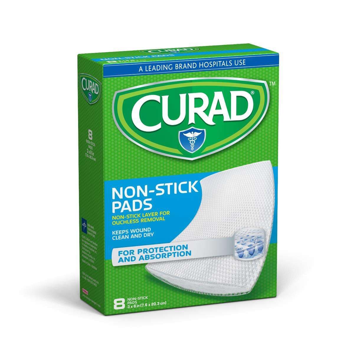 Curad Sterile Nonstick Pads, 8 x 3 Inch - Case of 96 - Image 1