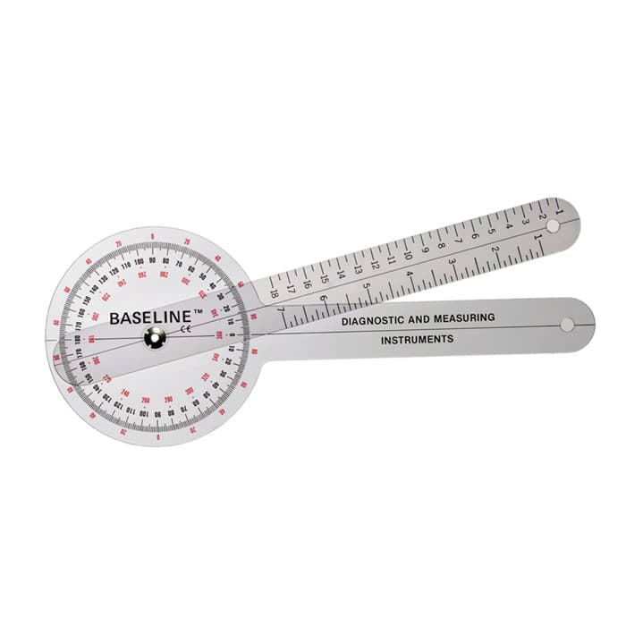 Baseline 360 Degree Transparent Plastic Goniometer, 12" Arms - Image 1