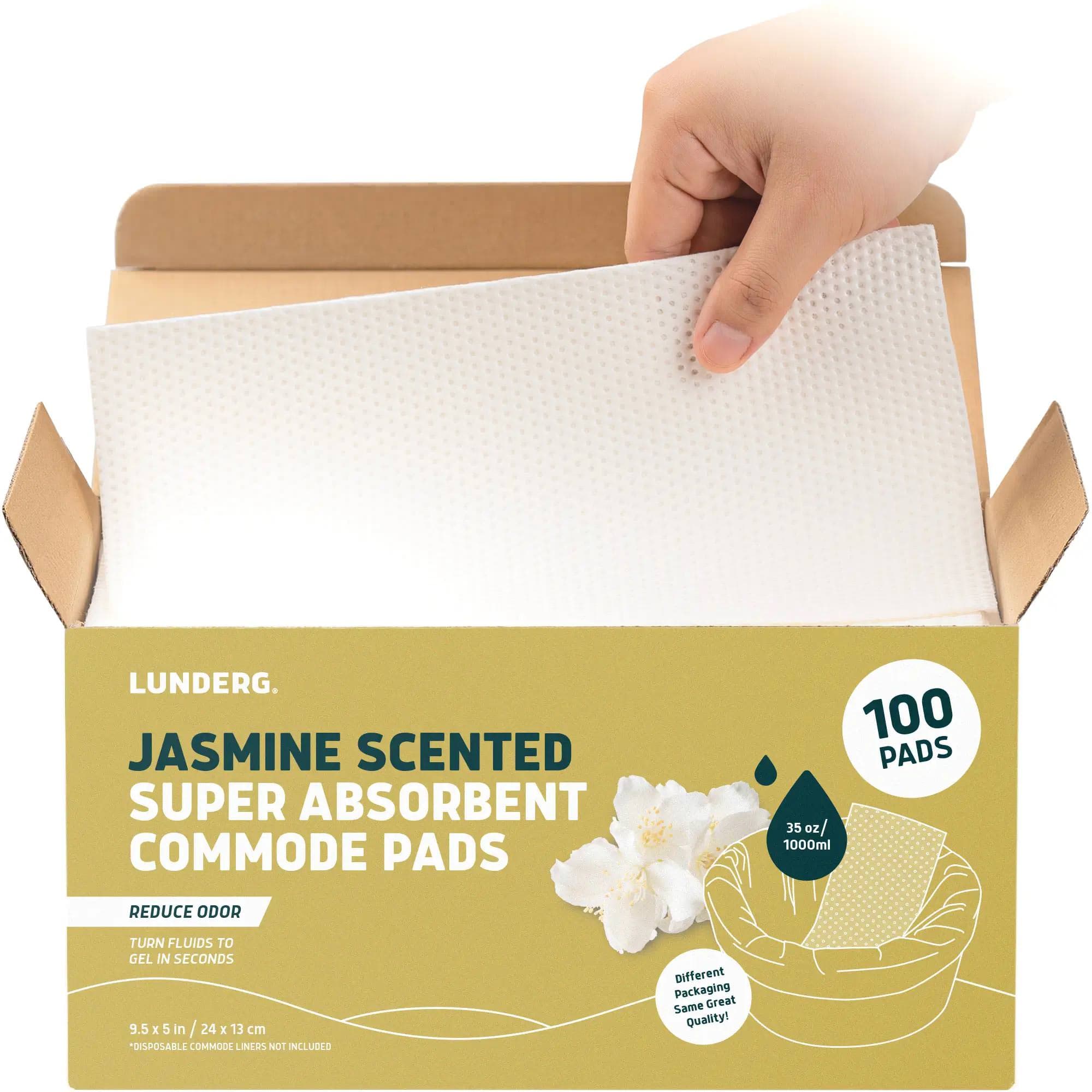 Lunderg Super Absorbent Urine Pads for Adults, 100/Pack, Jasmine - Image 1