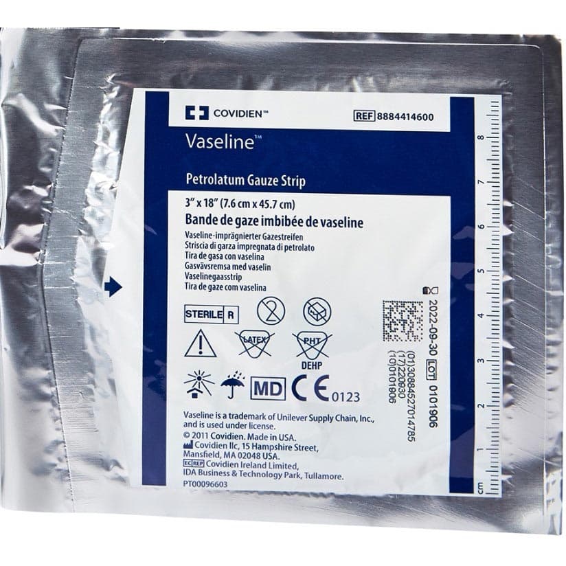 Vaseline Petrolatum Impregnated Gauze Dressing, Sterile, 3" x 18" - Image 1