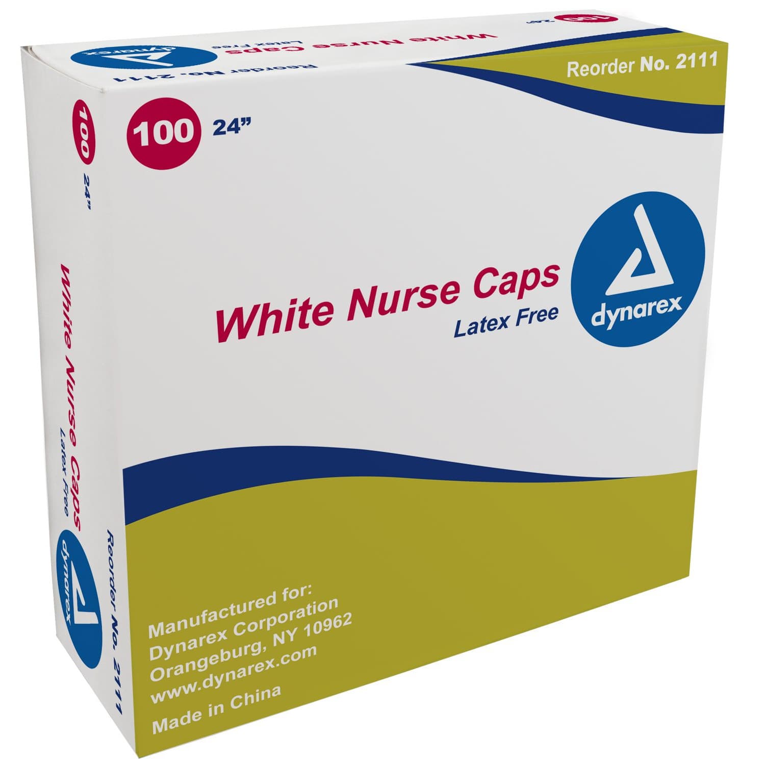 Dynarex Nurse and Surgeons Bouffant Caps, White - Box of 100 - Image 1