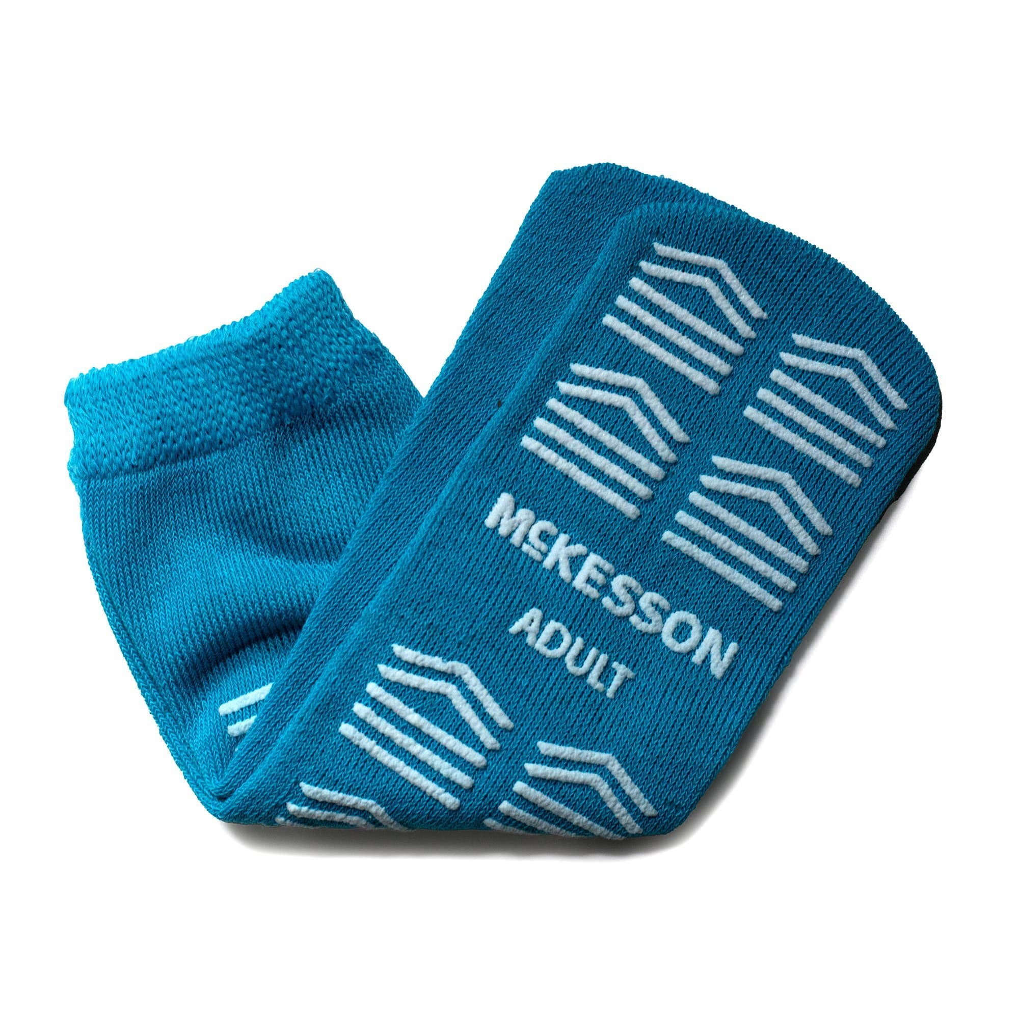 McKesson Unisex Adult Slipper Socks, Teal, Large