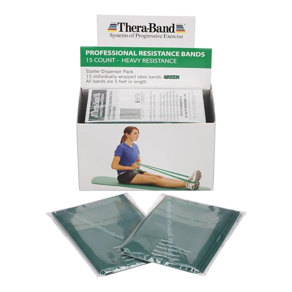 TheraBand Individual Professional Resistance Bands 5 ft. Heavy Green - Box of 15 - Image 1