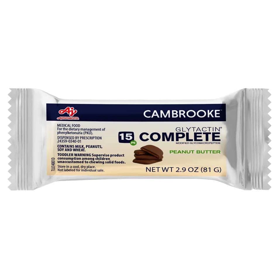 Glytactin Complete 15 Peanut Butter Bar for PKU, 2.9 oz - Each - Image 1