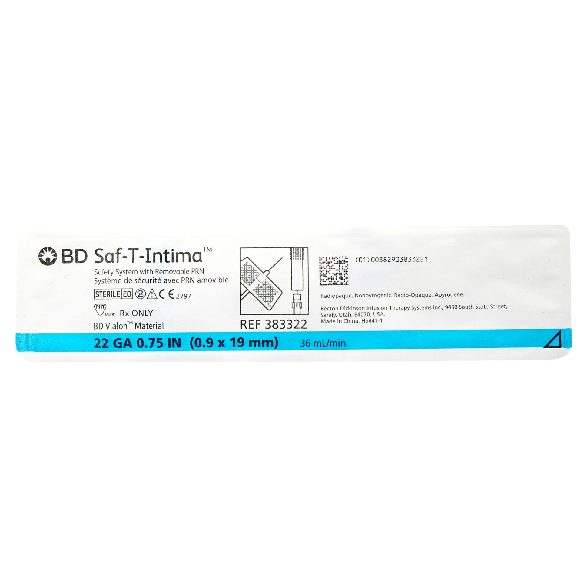 BD Closed IV Catheter 22 Gauge, 0.75 Inch Retracting Needle, PRN Port Type - Each - Image 1