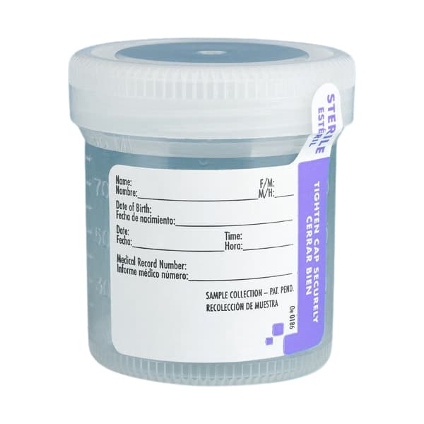 Tite-Rite Specimen Container, Plain, Blue Legend, 53 mm Opening - Case of 300 - Image 1