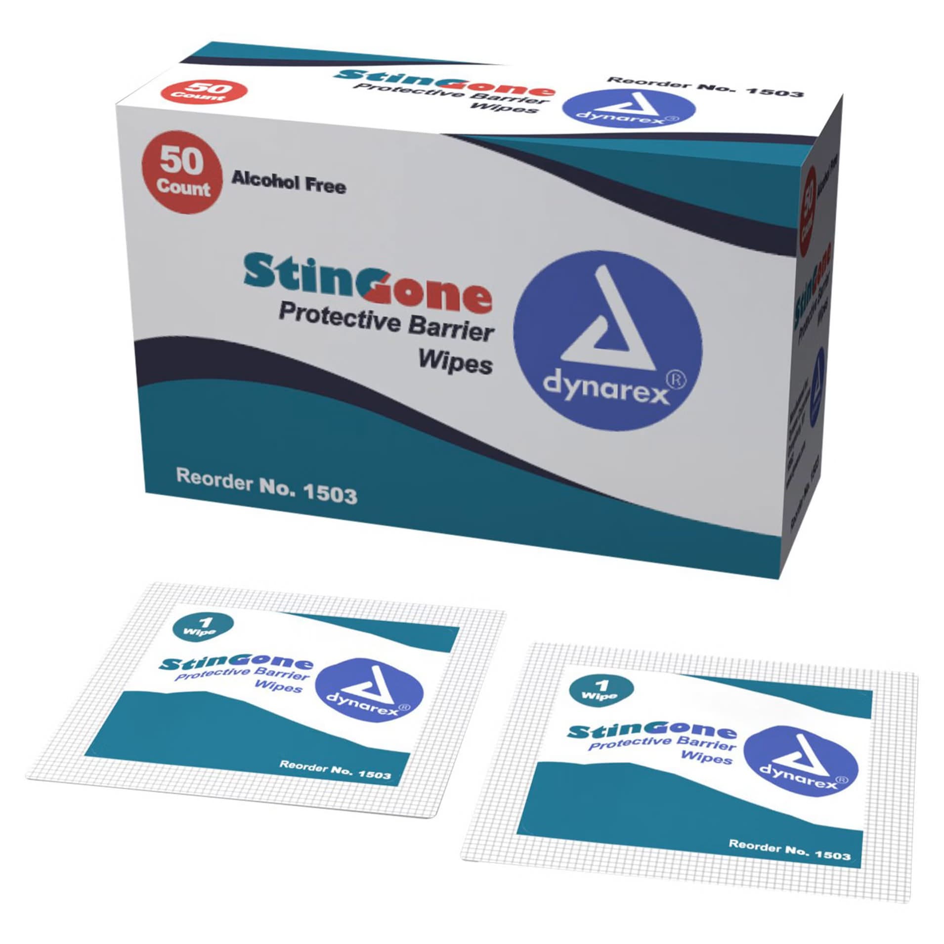 Dynarex StingGone Protective Barrier Wipes, Clear - Case of 1000 - Image 1