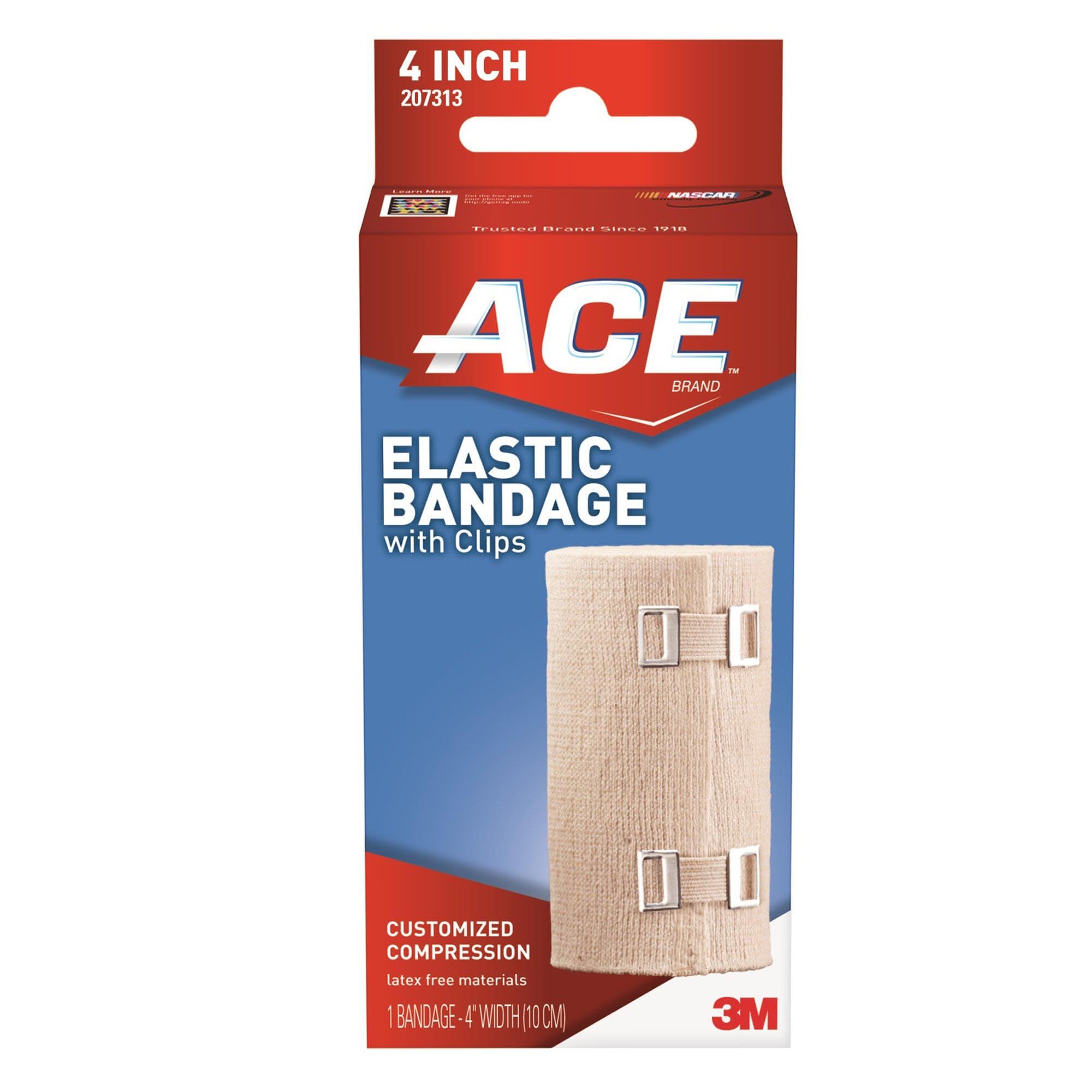 3M Ace Elastic Bandage with Metal Clips, Tan, 4 Inch - Image 1