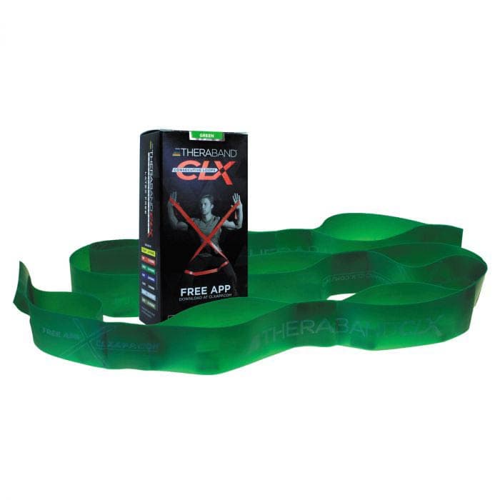 TheraBand CLX Resistance Band with Loops, 5 ft. Individual, Heavy Green - Box of 24 - Image 1
