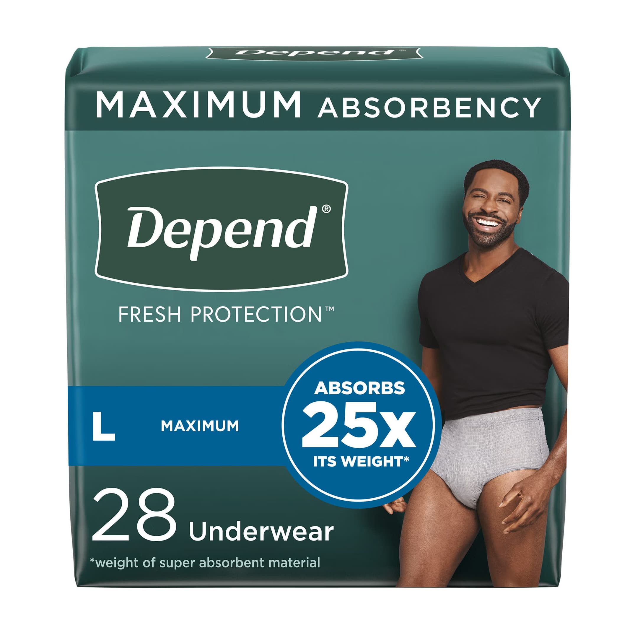 Depend Fresh Protection Underwear for Men, Large - Package of 28 - Image 1