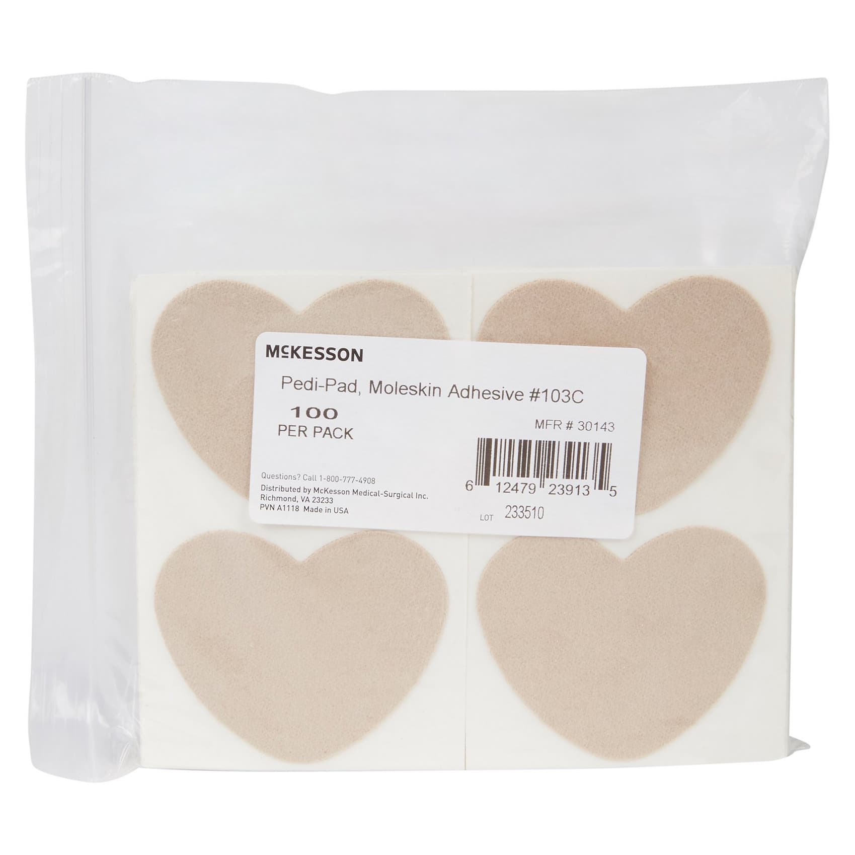 McKesson Pedi-Pad Protective Pad Beige Adhesive Foot, 1/32 Inch Thick, Size 103-C - Case of 1000 - Image 1