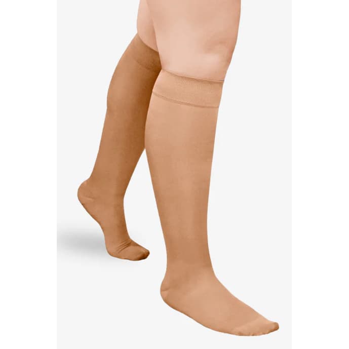 L&R ExoSoft Below Knee Stocking, Average, Large, Beige, Closed Toe, 15-20mmHg - Pair - Image 1