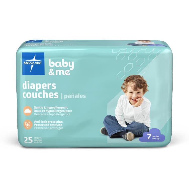 Medline Baby and Me Diaper, Size 7 - Bag of 25 - Image 1