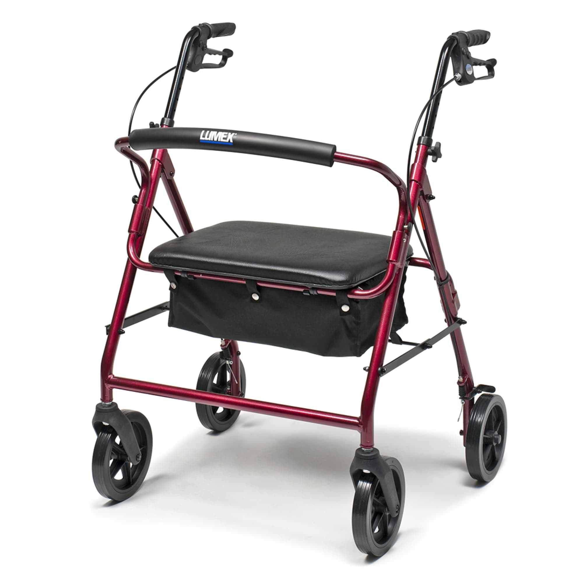 Walkabout Four-Wheel Imperial Rollator with Contoured Backbar, Burgundy - Each - Image 1