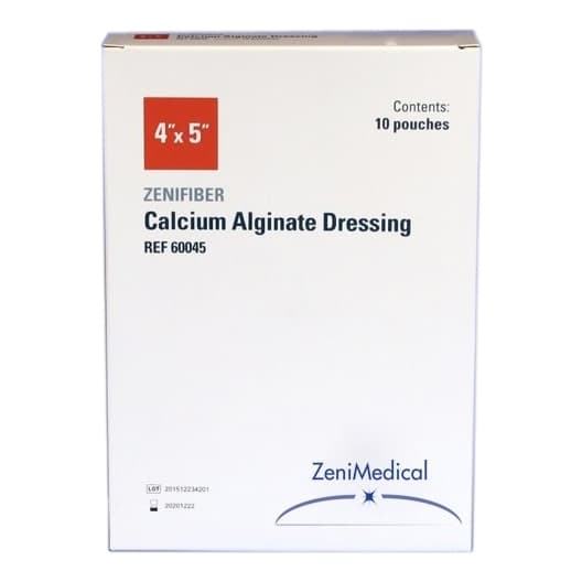 ZeniMedical ZeniFiber Calcium Alginate Wound Dressing, 4 x 5 Inch - Box of 10 - Image 1