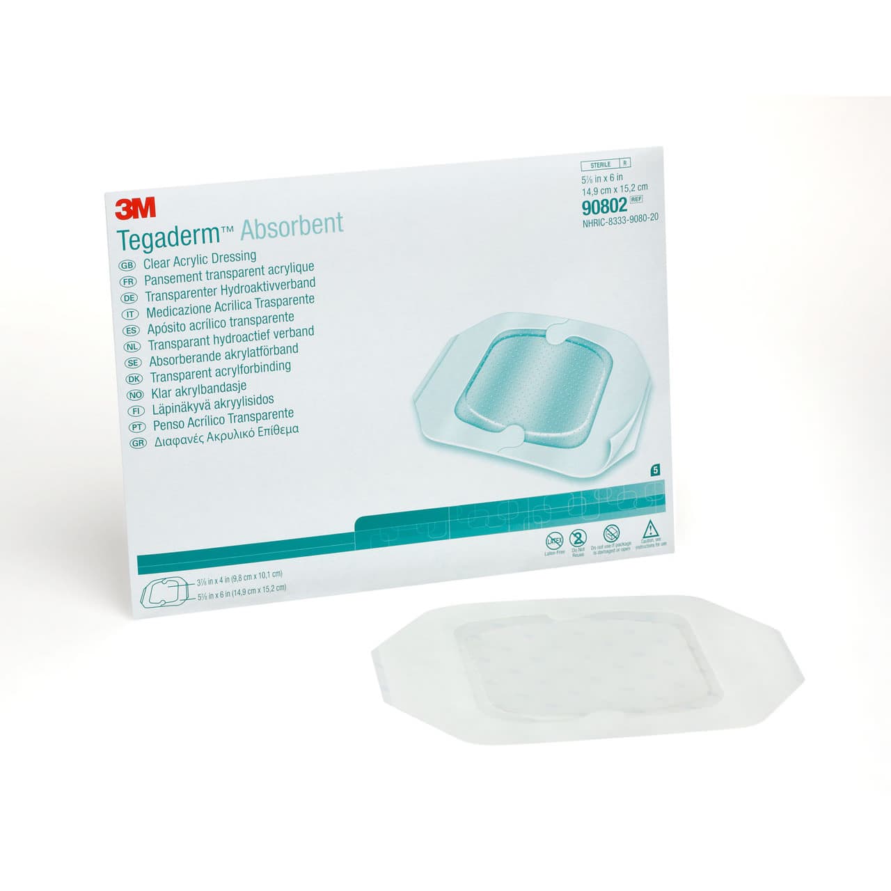 3M Tegaderm Clear Absorbent Acrylic Dressing, 5-9/10 x 6 Inch - Each - Image 1