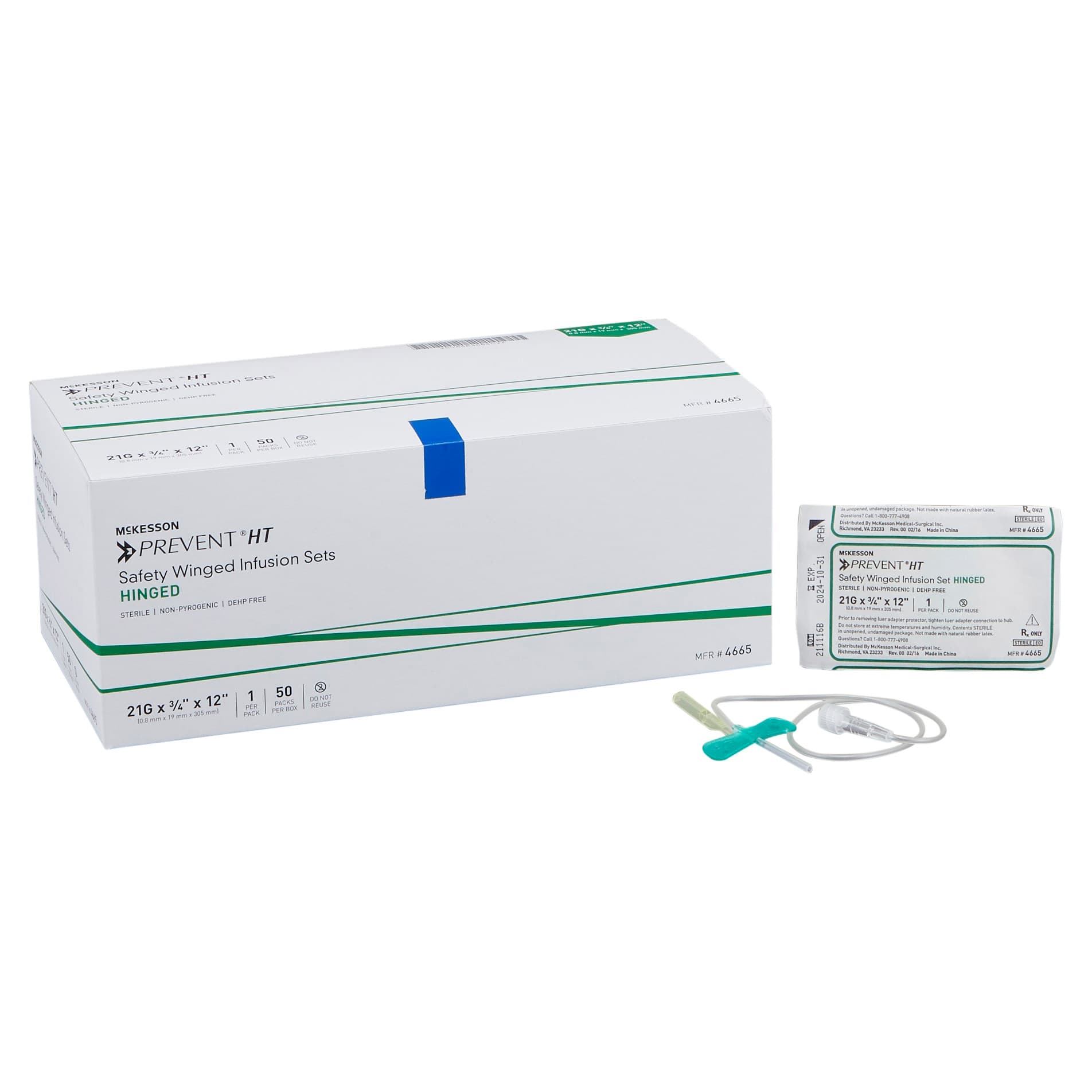 McKesson Prevent Infusion Set Fixed Wing Hub 3/4 Inch Sterile, 21 Gauge - Box of 50 - Image 1