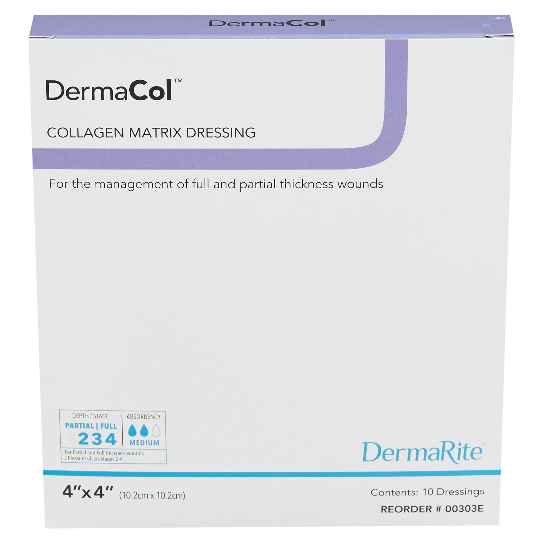 DermaCol Collagen Matrix Wound Dressing, 4 x 4 Inch - Box of 10 - Image 1