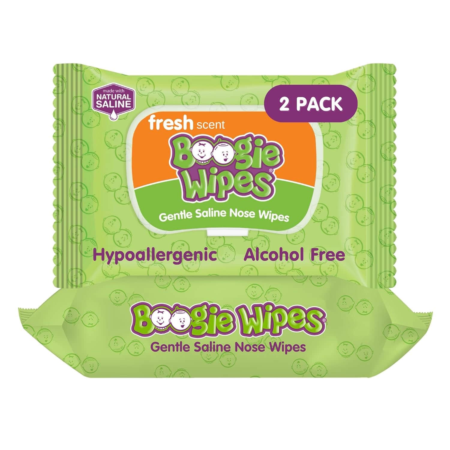 Nehemiah Boogie Wipes Natural Saline Nose Wipe, Fresh Scent - Package of 90