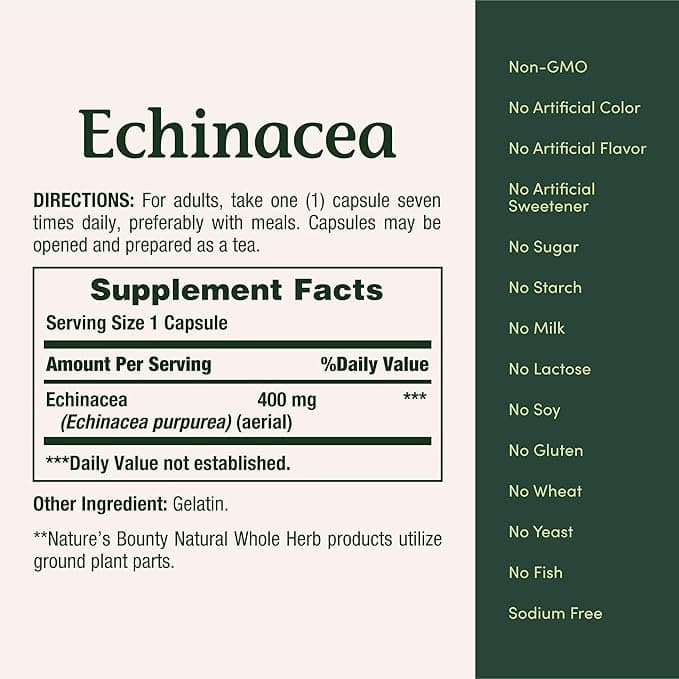Nature's Bounty Echinacea, 400 mg - Bottle of 100 - Image 2