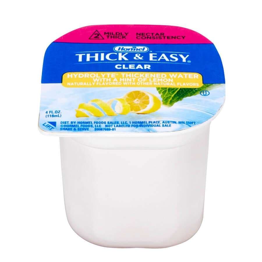 Thick and Easy Clear Hydrolyte Nectar Consistency Thickened Water, Lemon, 4 Oz - Case of 24 - Image 1