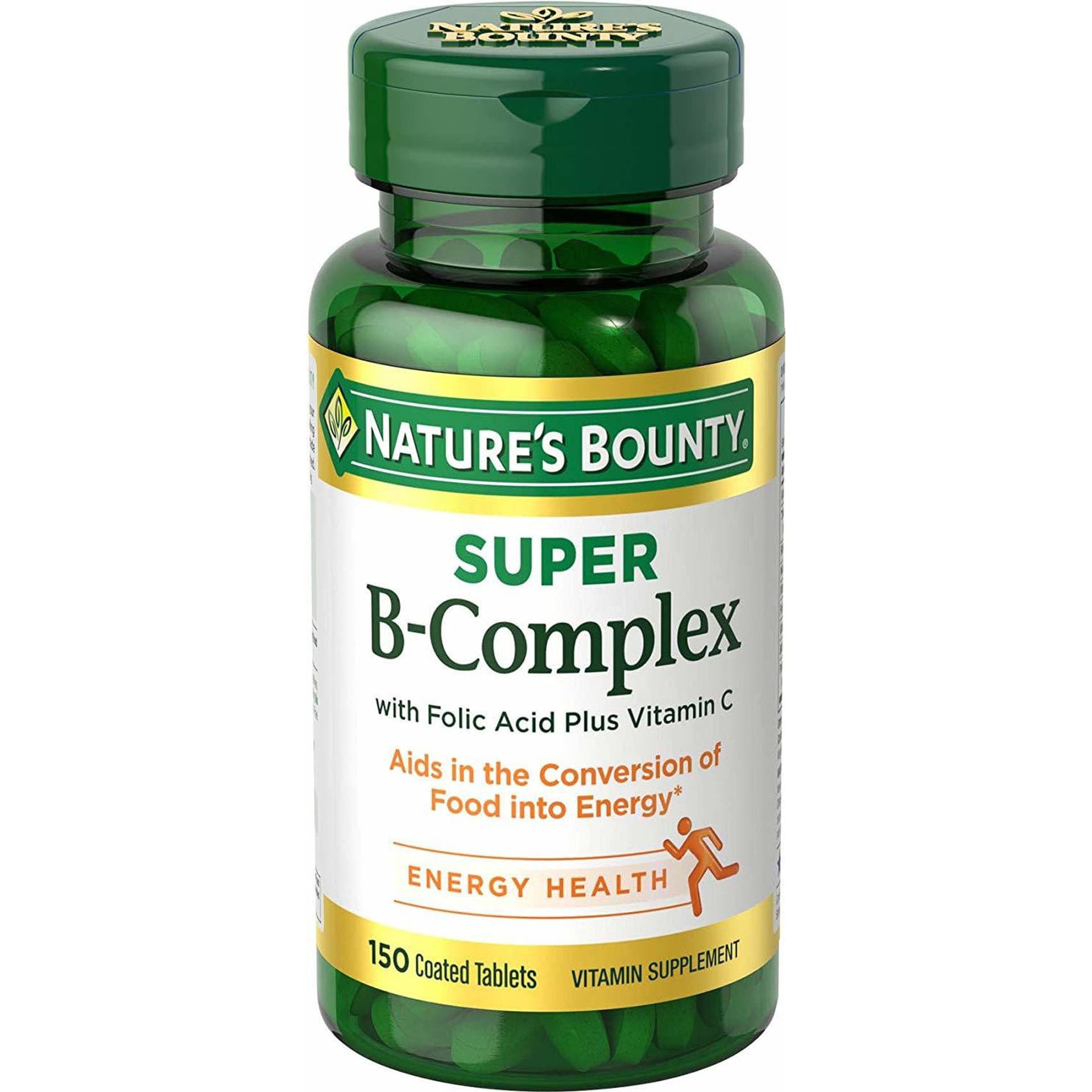Nature's Bounty Super B-Complex with Folic Acid Plus Vitamin C, 150 Caplets - Each - Image 1