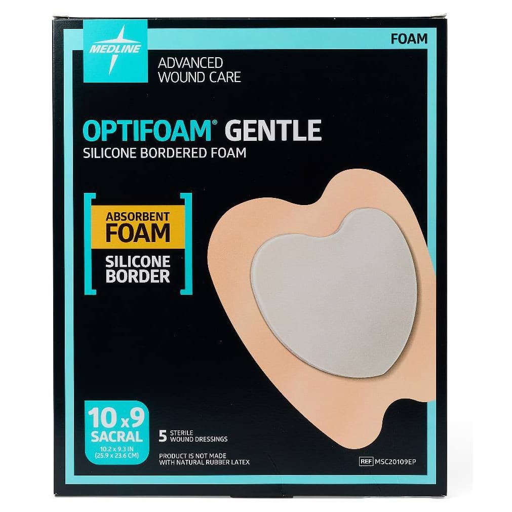Optifoam Gentle Sacral Silicone Bordered Foam Dressing, 10 x 9 Inch - Case of 50 - Image 1