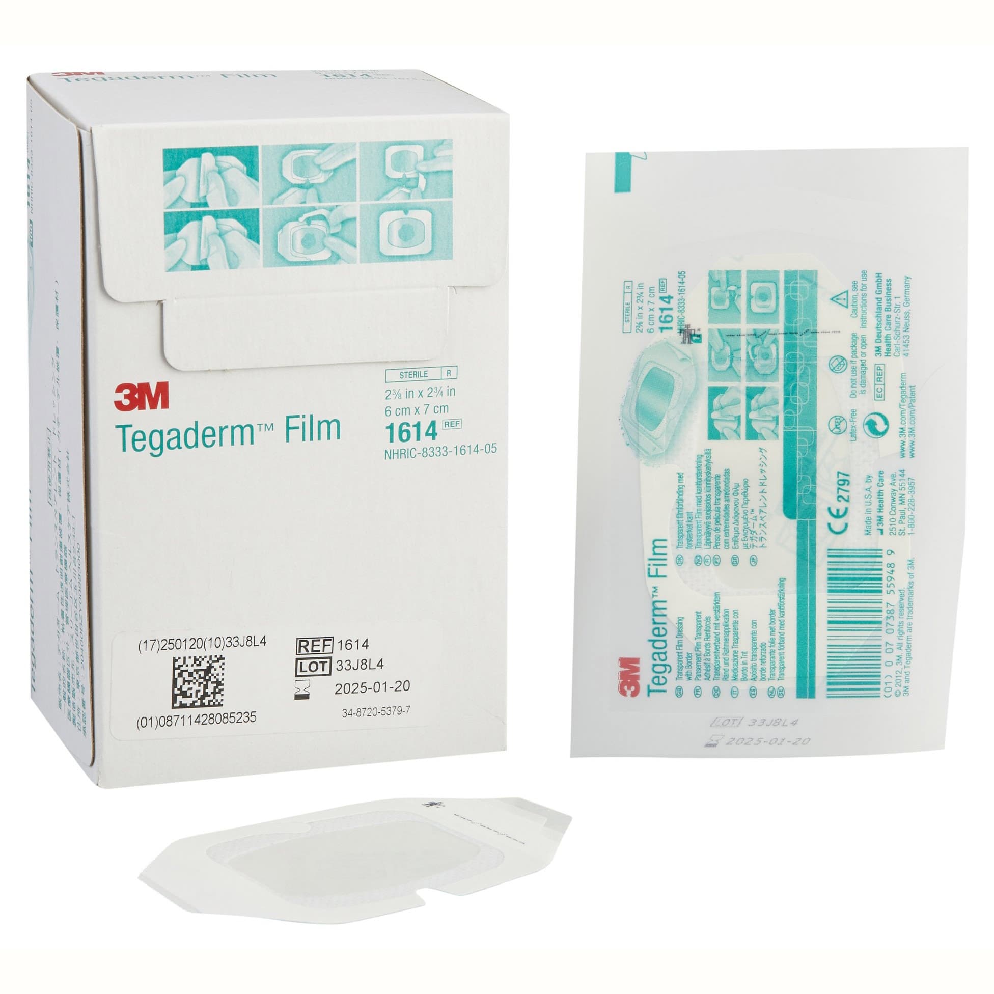3M Tegaderm Transparent Adhesive Dressing, Frame Style with Border, 2-3/8 x 2-3/4 Inch - Box of 100 - Image 1
