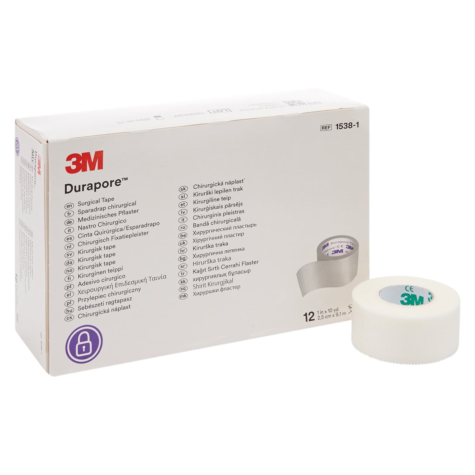 3M Durapore Waterproof Surgical Tape, 1 Inch x 10 Yard - Each - Image 1