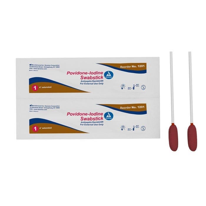 Dynarex 10% Povidone-Iodine Medicated Swabstick - Box of 50 - Image 1