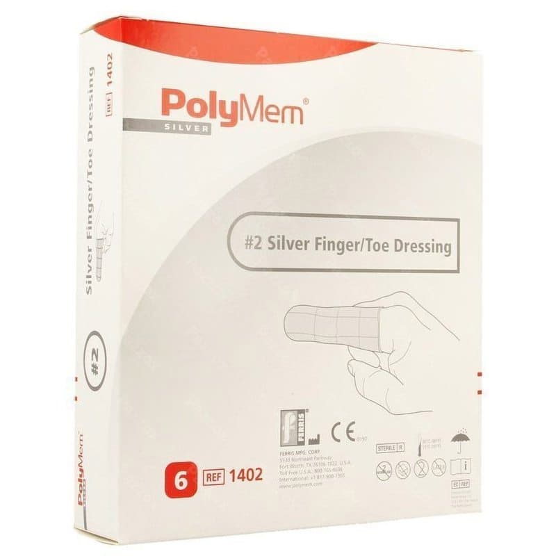 PolyMem Silver Finger and Toe Dressings, 2-1/5 to 2-3/5 Inch Circumference - Case of 30 - Image 1