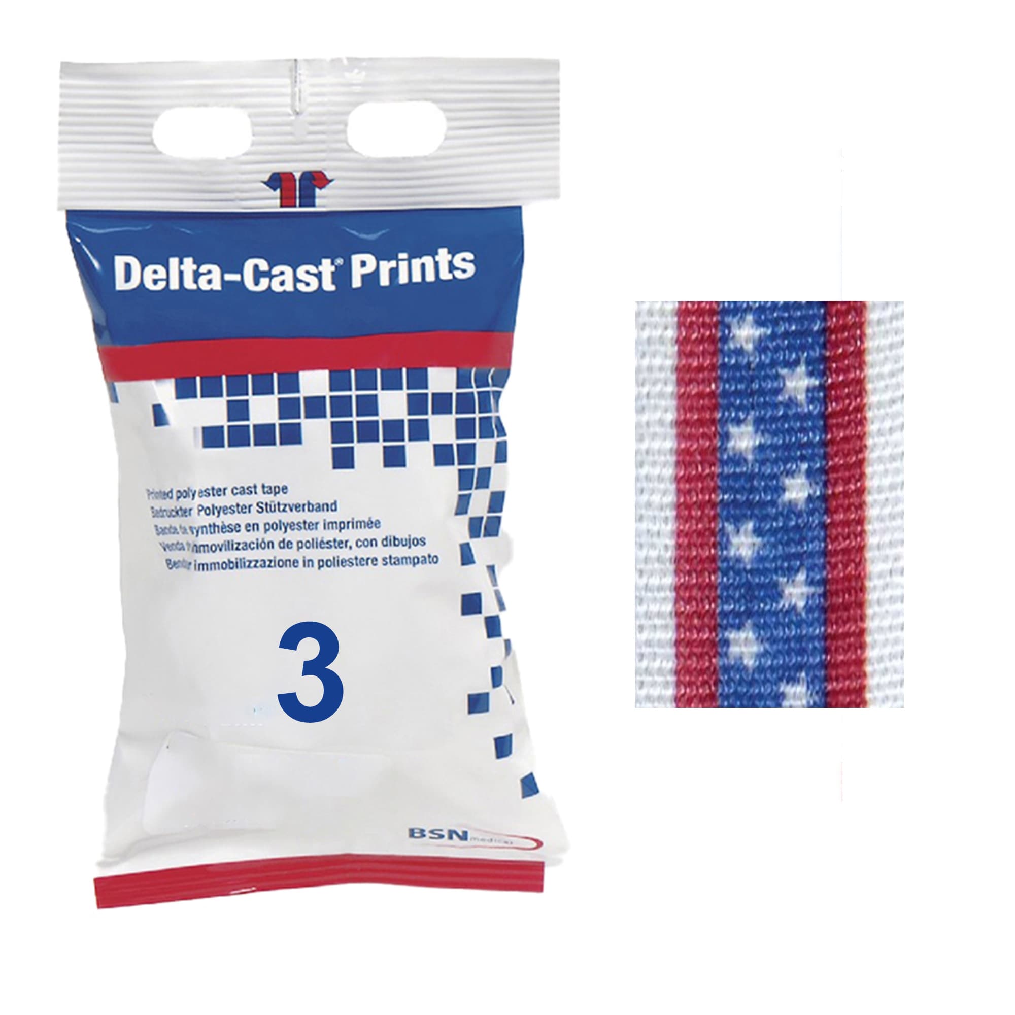 Delta Flash Print Cast Tape, Stars and Stripes Print, 3 Inch x 12 Feet - Box of 10 - Image 1