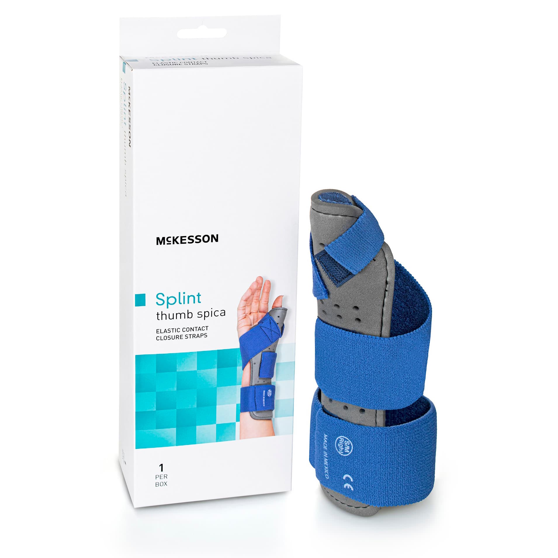 McKesson Thumb Splint Hook and Loop Strap Closure Blue-Gray, Small-Medium, Right Hand - Each - Image 1
