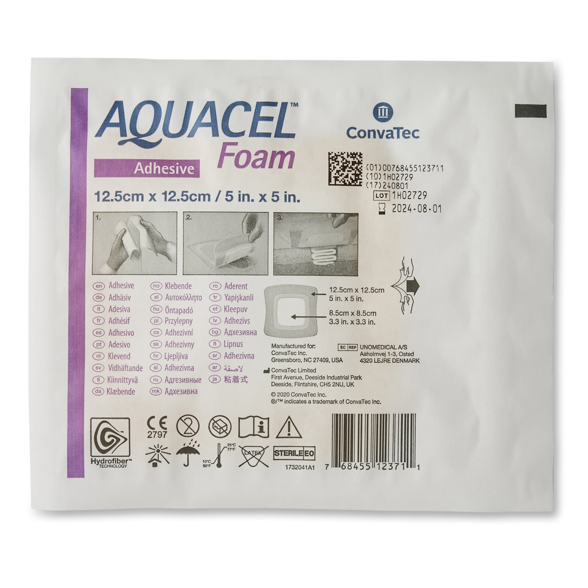 ConvaTec Aquacel Adhesive Gelling Foam Dressing, 5 x 5 Inch - Image 1