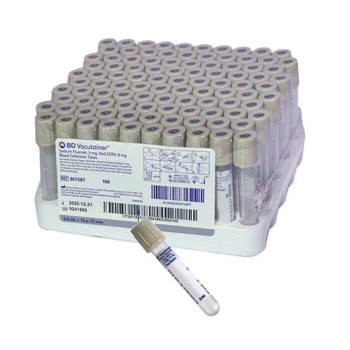 BD Vacutainer Plus Venous Blood Collection Tube Sodium Fluoride-Na2 EDTA 13 x 75 mm